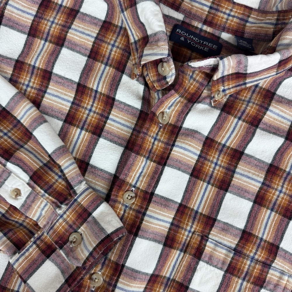Vintage 90s Flannel Plaid Shirt Men XXL Colorful Multi-Color Lightweight Cotton